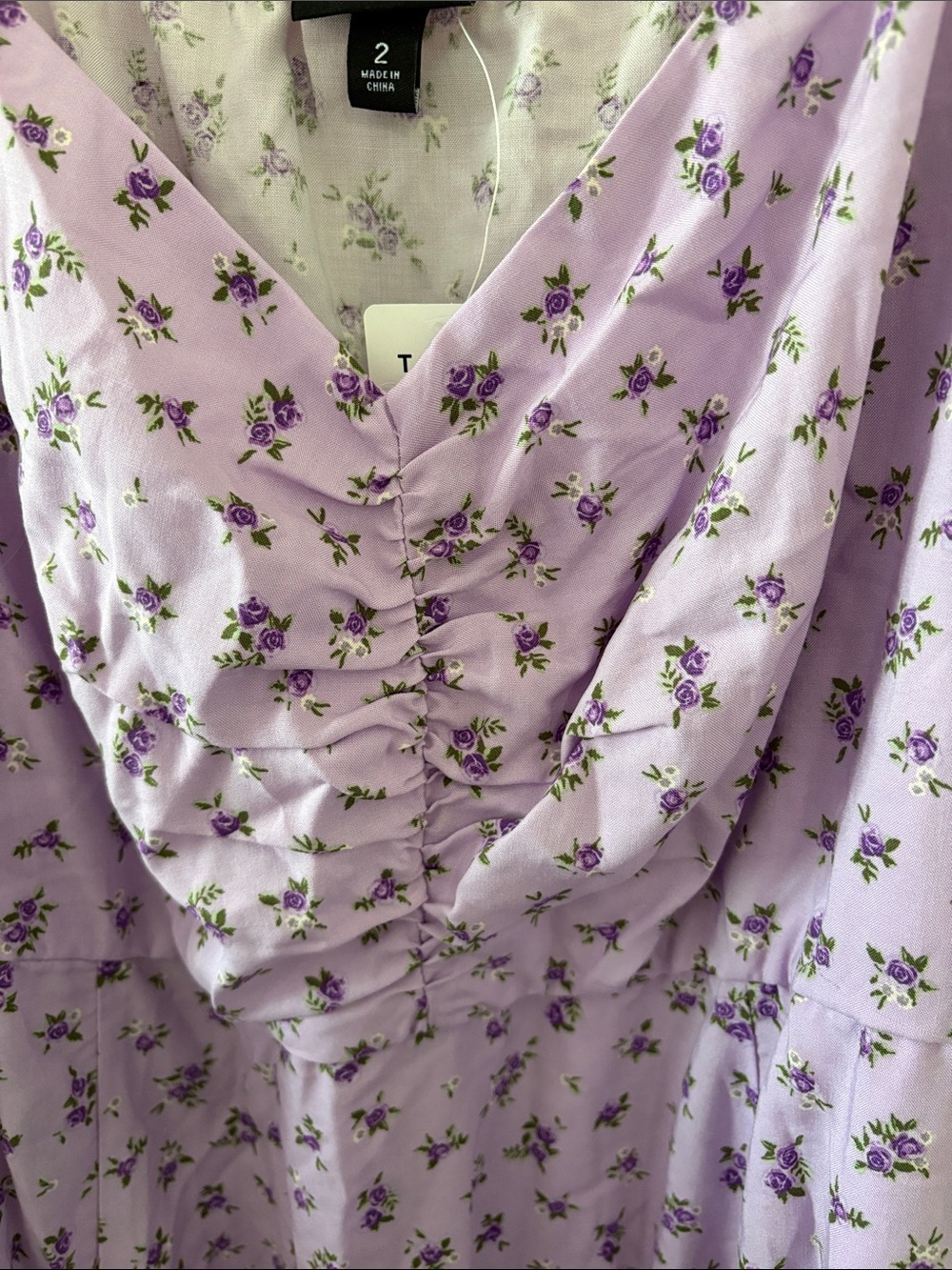 Torrid Lavender Floral Shirred Dress with Delicate Rose Print - Picture 3 of 7